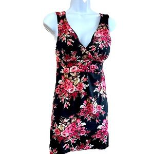 CANDY COUTURE FLORAL SUMMER MINI DRESS ASSYMETRICAL HEM in size medium